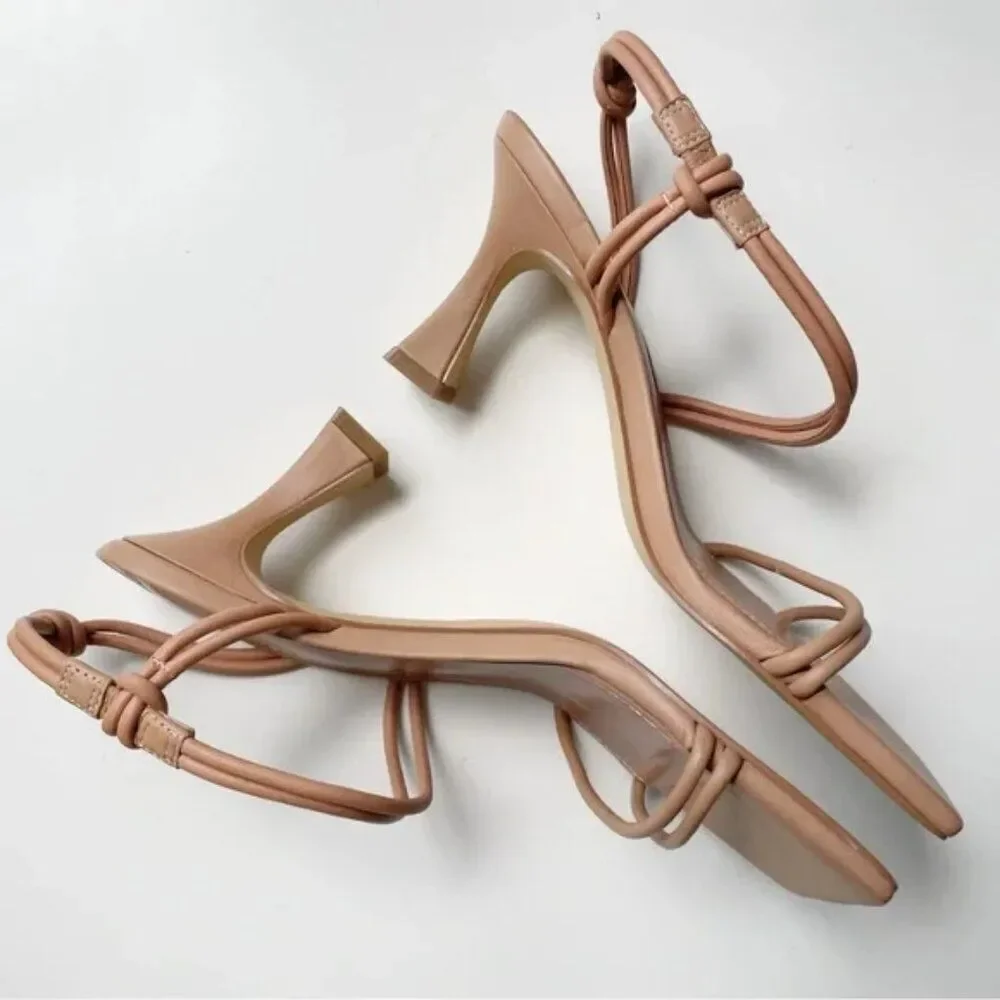Marc Fisher Davia Strappy Tan Heeled Sandal Sz 6